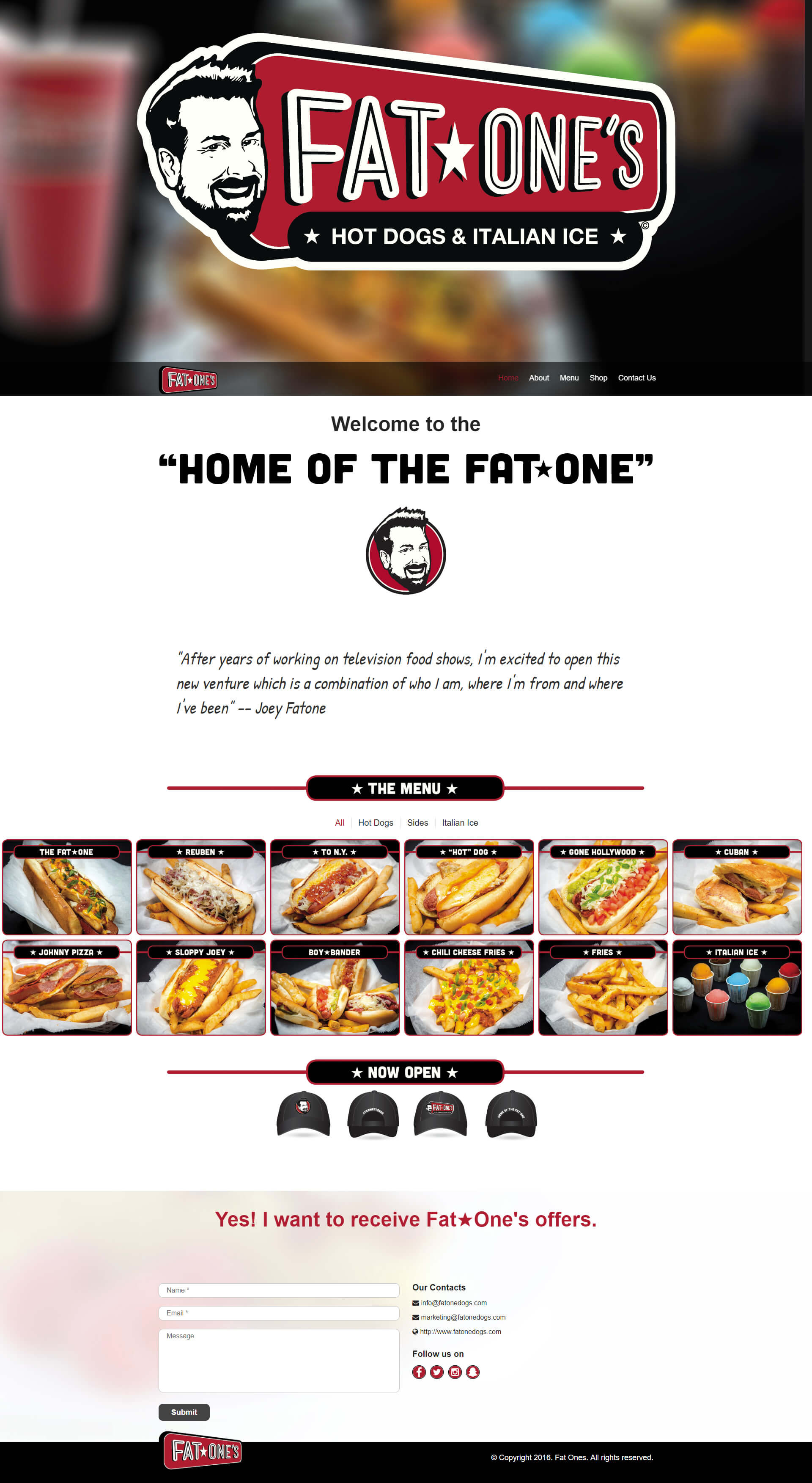 Fat One's Hot Dogs - Desktop