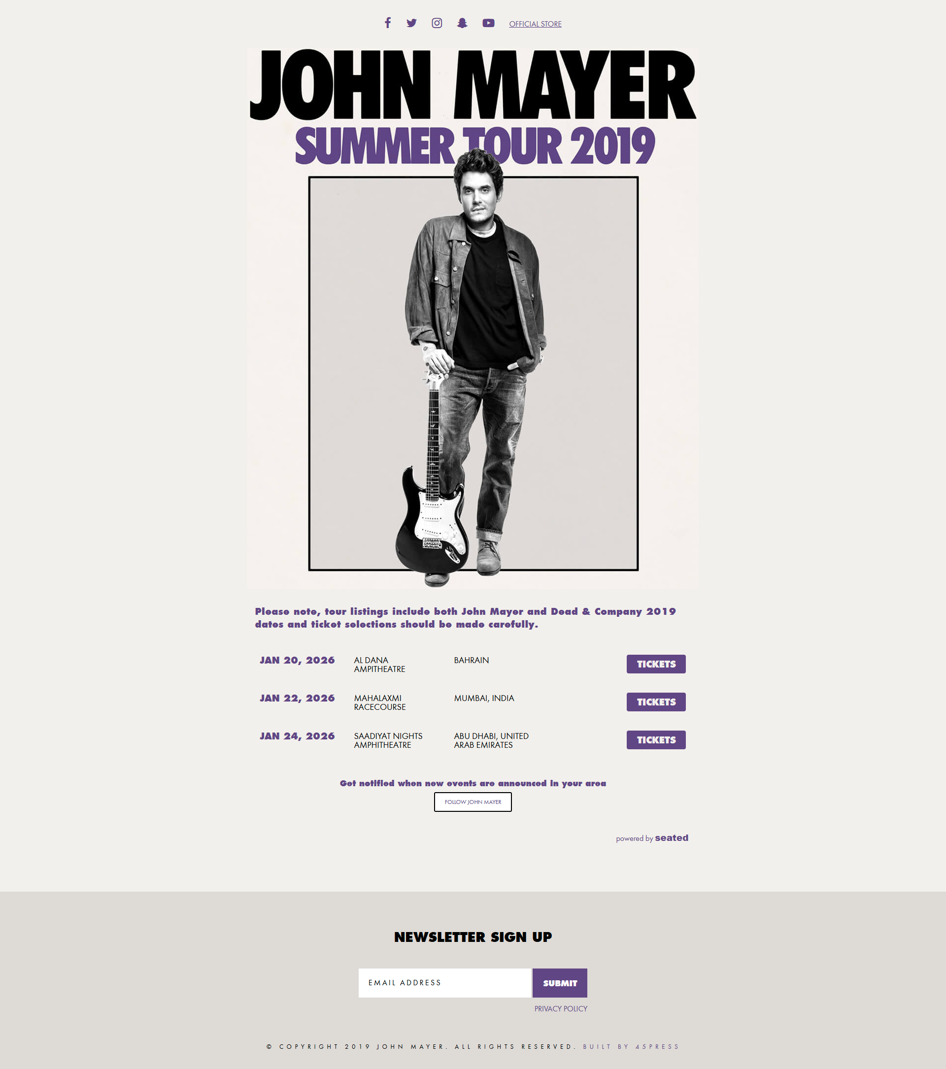 John Mayer Summer Tour - Desktop