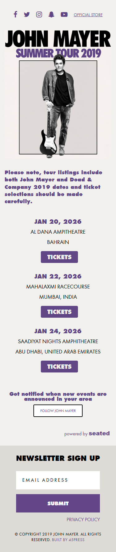 John Mayer Summer Tour - Mobile
