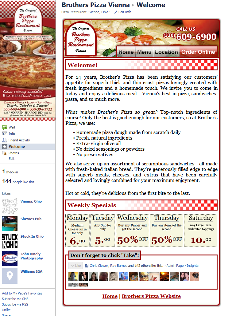 Brother's Pizza - Desktop