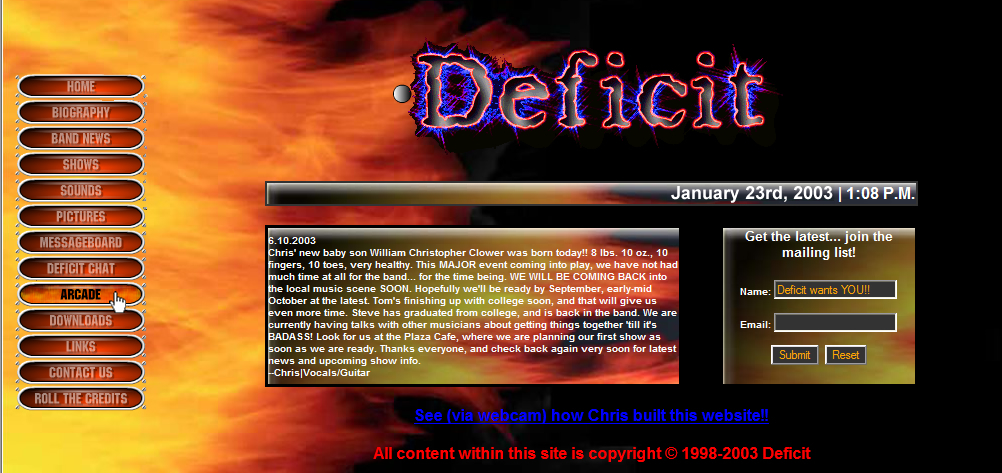 Deficit Band Site (2003) - Desktop