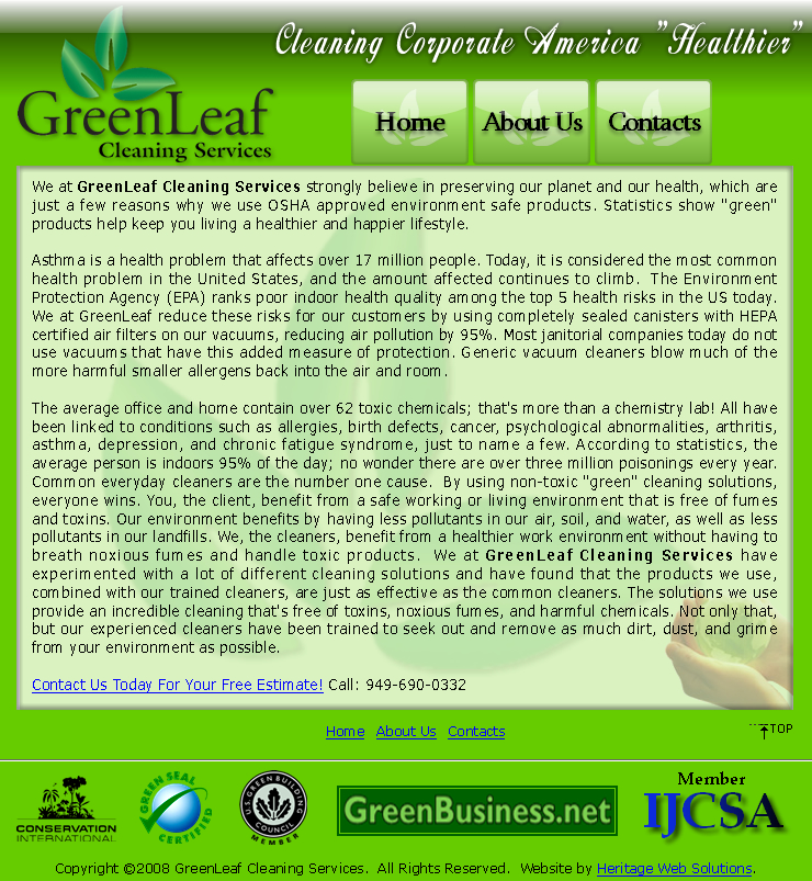 GreenLeaf Cleaning Service - Desktop