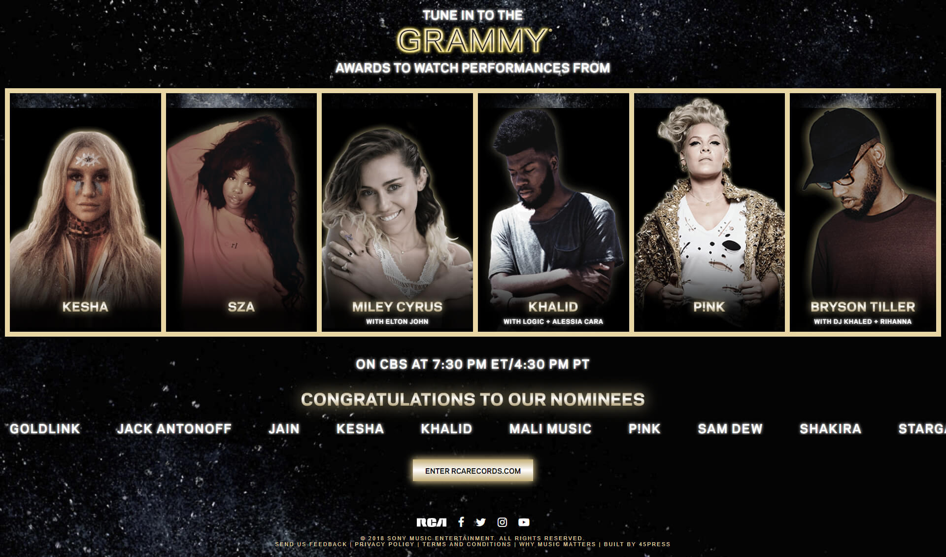 2018 GRAMMY Awards Promo Page - Desktop