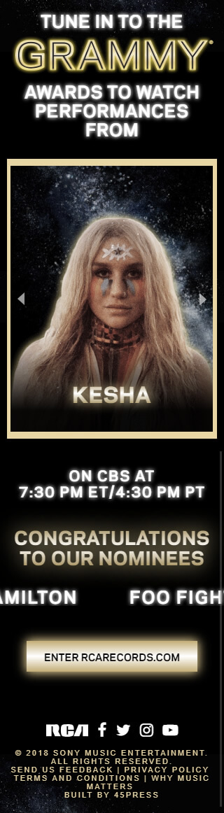 2018 GRAMMY Awards Promo Page - Mobile